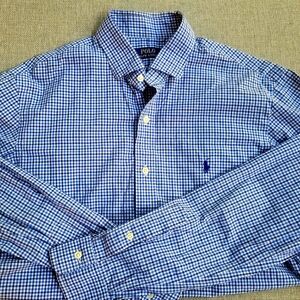 Ralph Lauren Men's Blue Classic button down shirt, size Large like new! Holidays